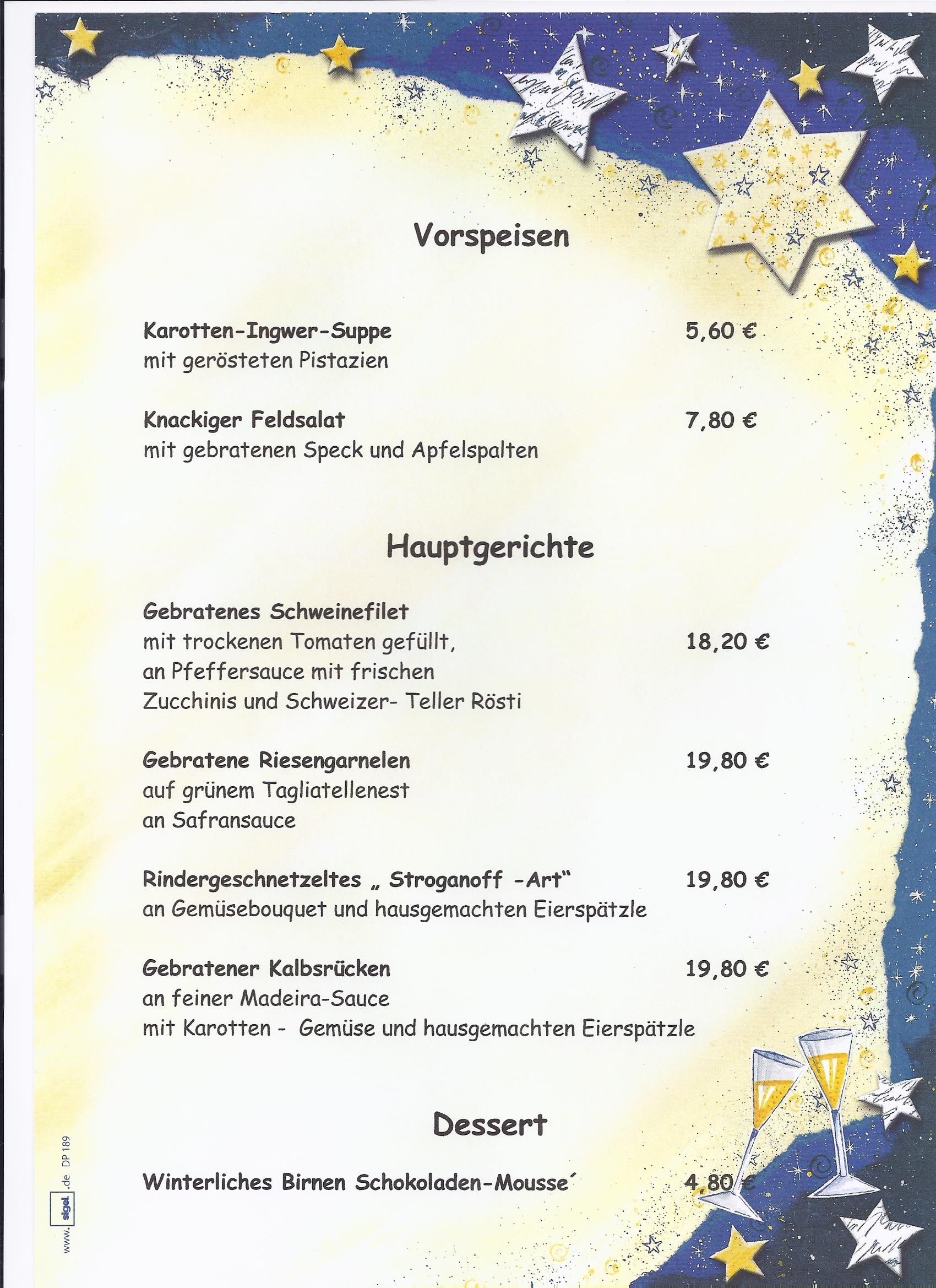 Silvestermenü Krone Überlingen 2013